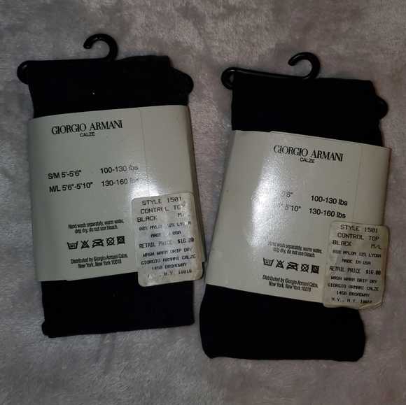 NWT Vintage Giorgio Armani Calze Control Top Black Pantyhose Set (2pc) - Picture 3 of 6